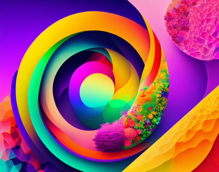 Colorful Swirling Layers Cascade in Vibrant Digital Art