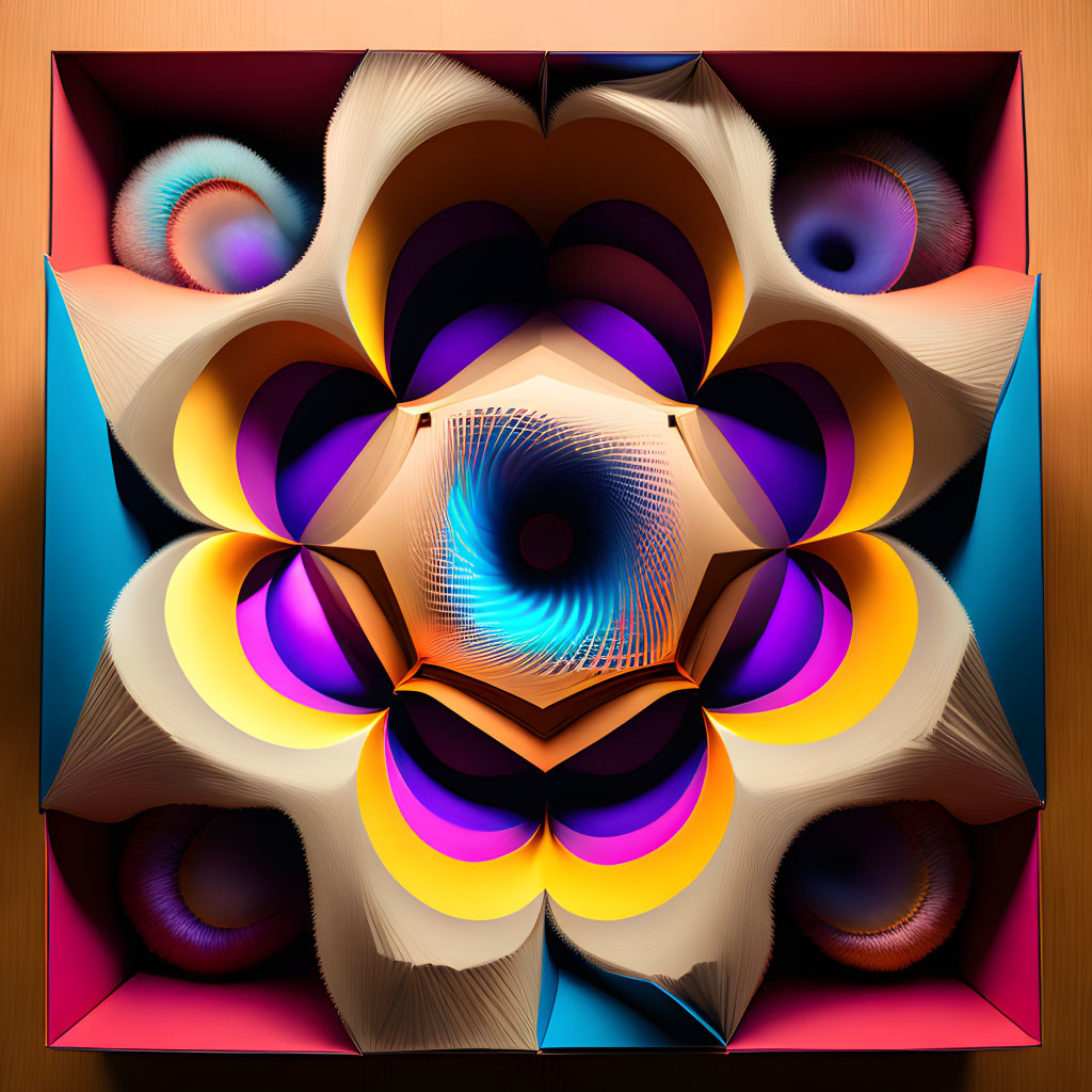 Symmetrical Flower Patterns in Abstract Digital Art