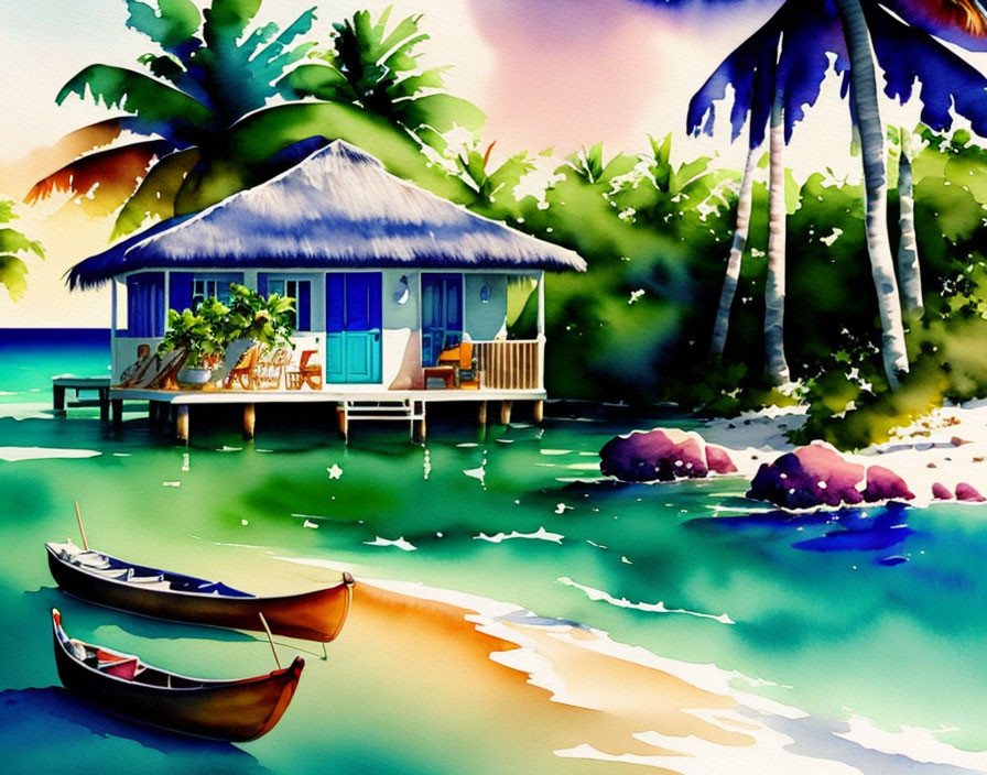 Tropical island hut
