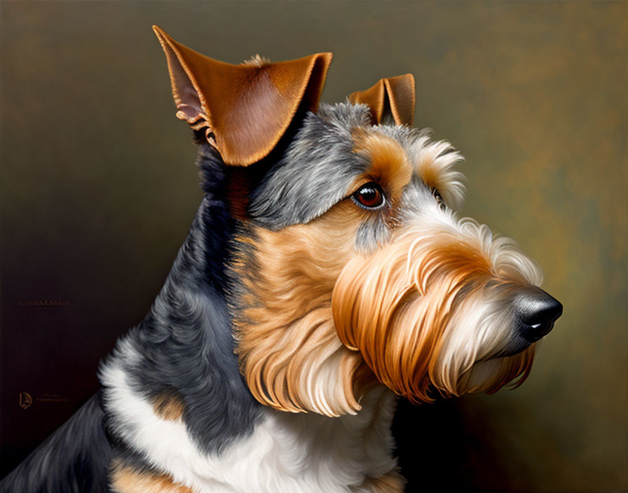 Hyperrealistic Dog Painting with Multicolored Coat