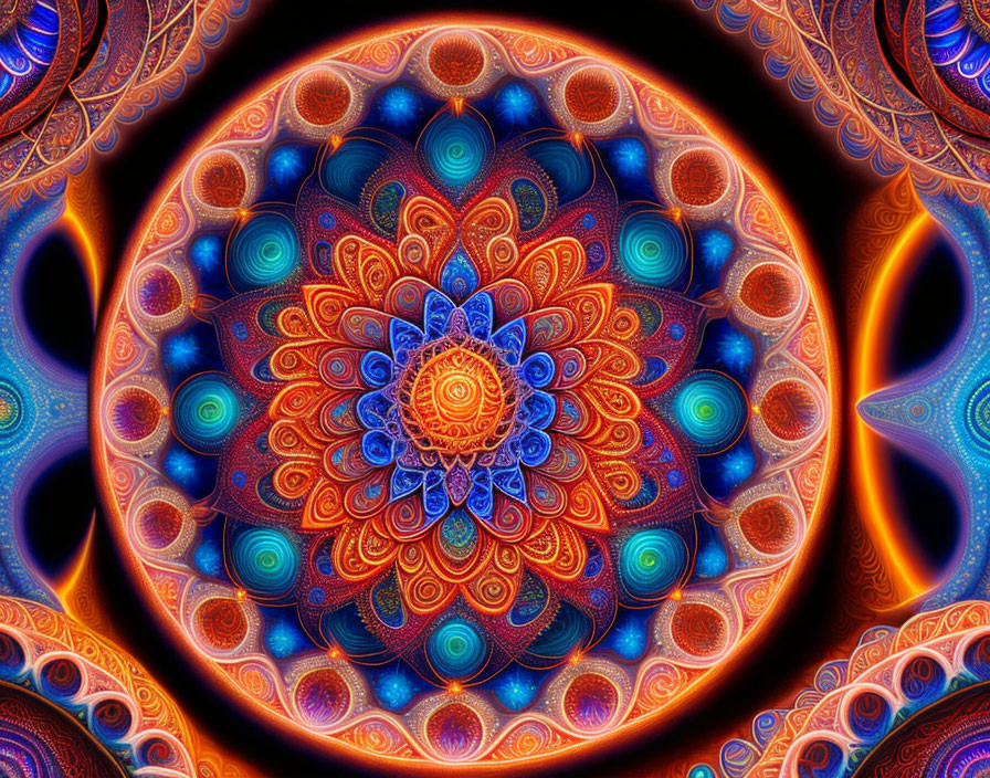 Intricate Warm-Toned Fractal Mandala Pattern