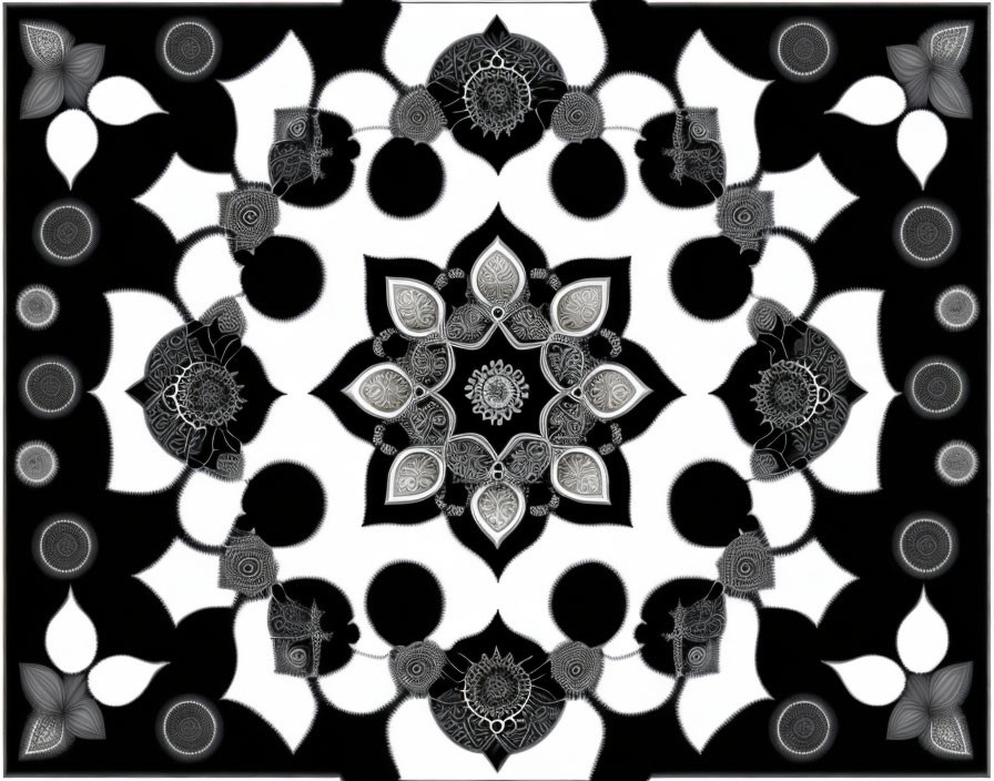 black and white gemetric mandala