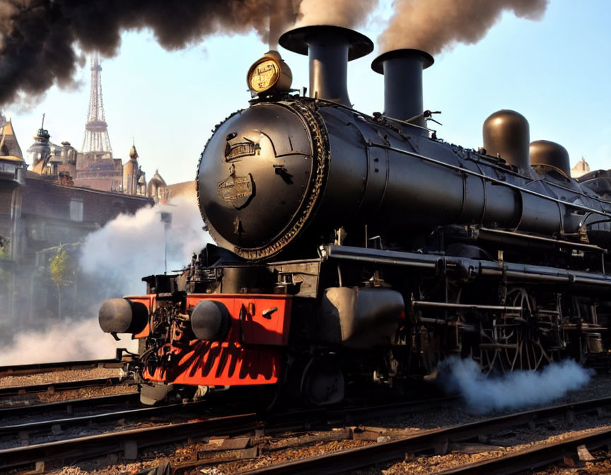Steam locomotive in steampunk style