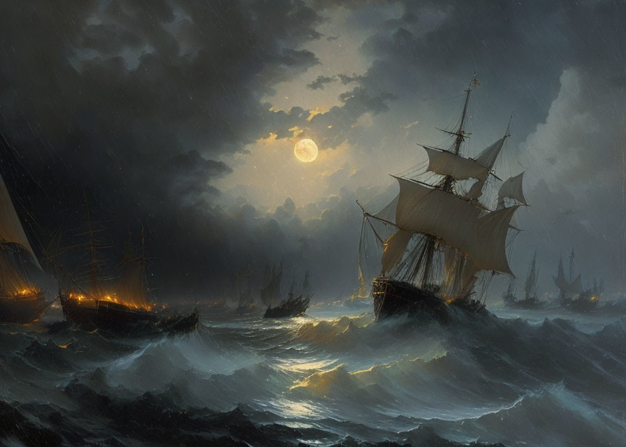 Ship + oil painting, style by Ivan Aivazovsky 