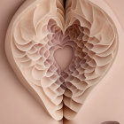 Symmetrical paper art with ornate heart patterns in pastel colors