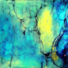 Blue and Yellow Abstract Background with Partially Obscured Human Eye