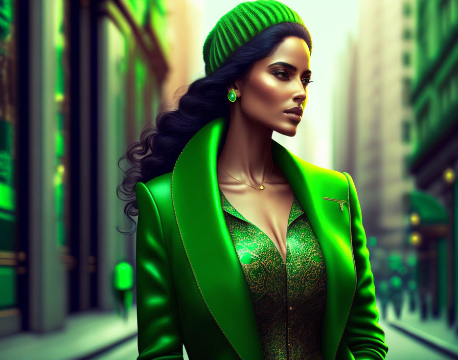 Woman in green
