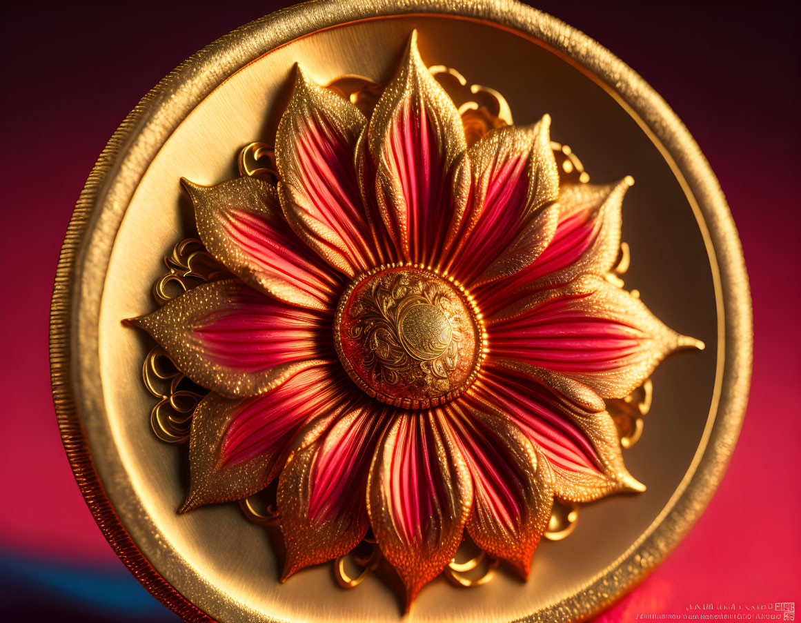 Red flower in a coin