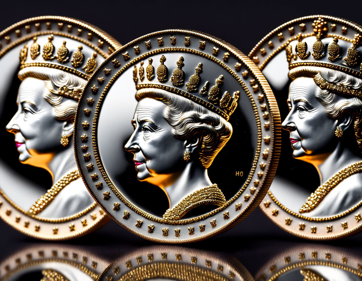 various fantastic coins with queen elizabeth