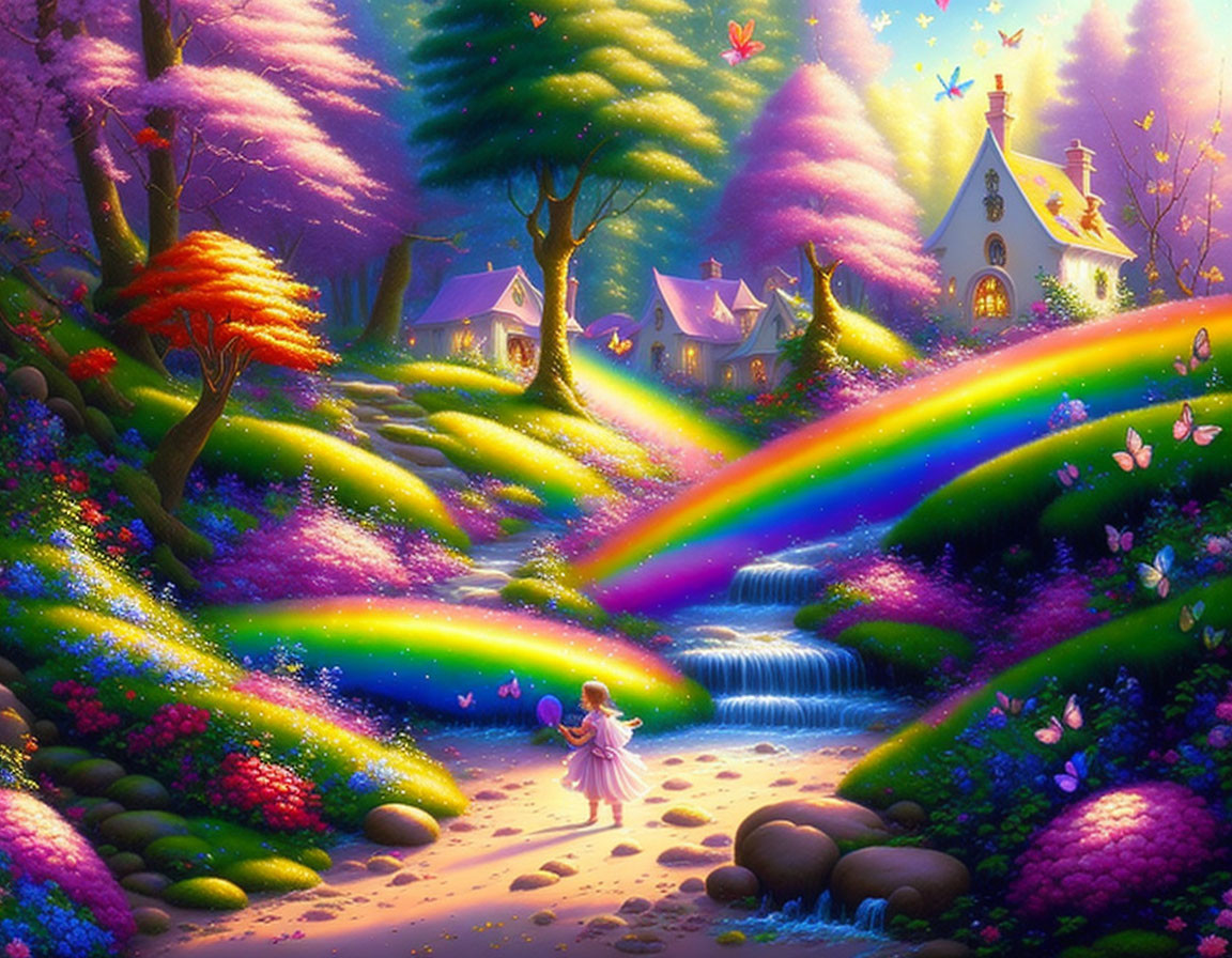 Rainbows with fairies fluttering