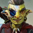 Green-skinned goblin-like creature with monocle and earrings