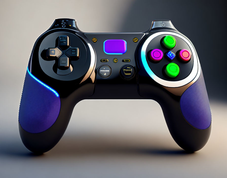 Blue LED Modern Gaming Controller with Colorful Buttons & Touchpad