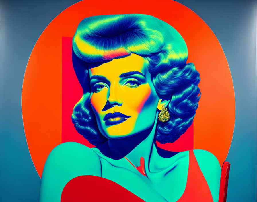 Colorful Pop Art Style Woman Portrait with Retro Aesthetic