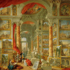 Opulent Baroque Gallery with Golden Walls, Frescoes, and Classical Columns