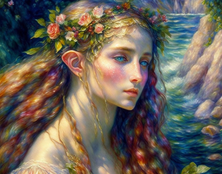 beautiful elf coming out of the waters renoir styl