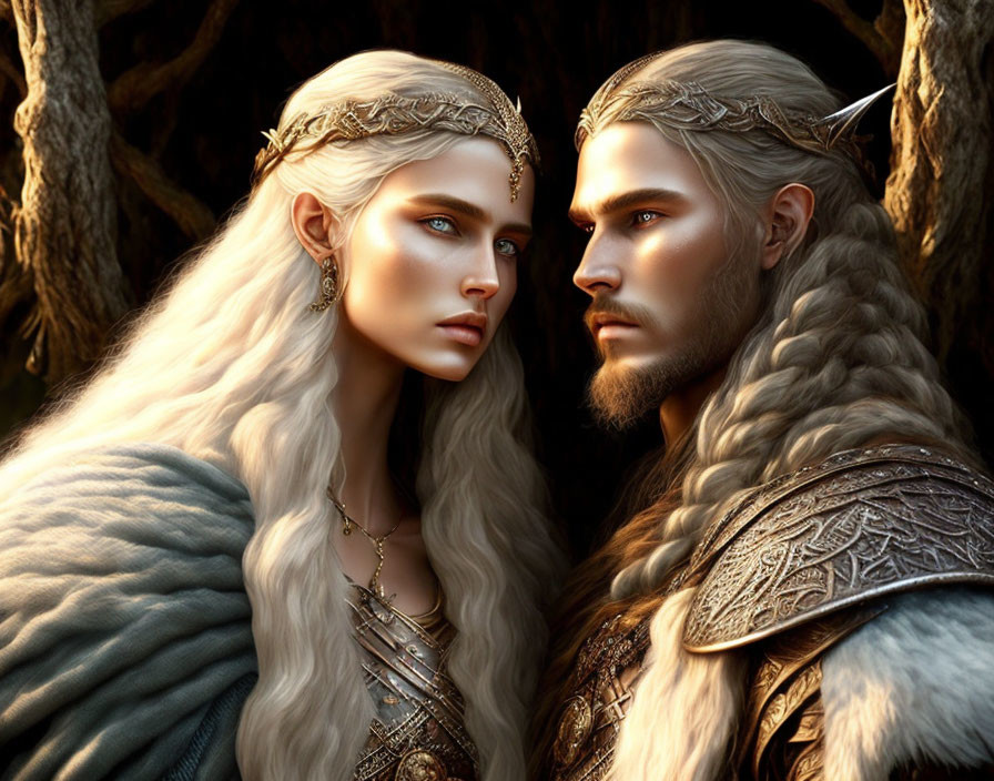beautiful and ethereal viking lovers