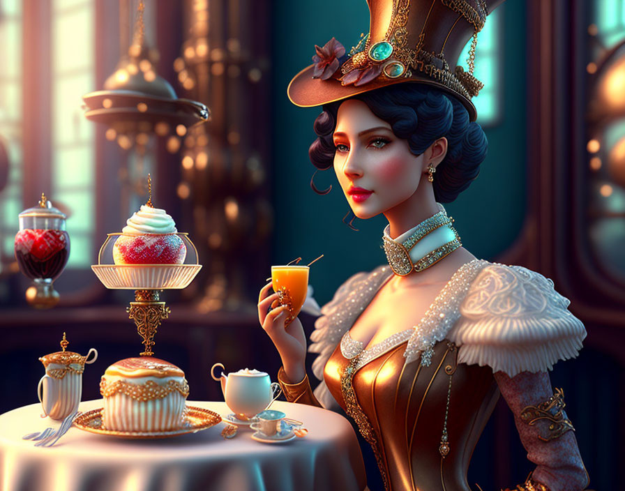sweet lady breakfast at tiffany steampunk