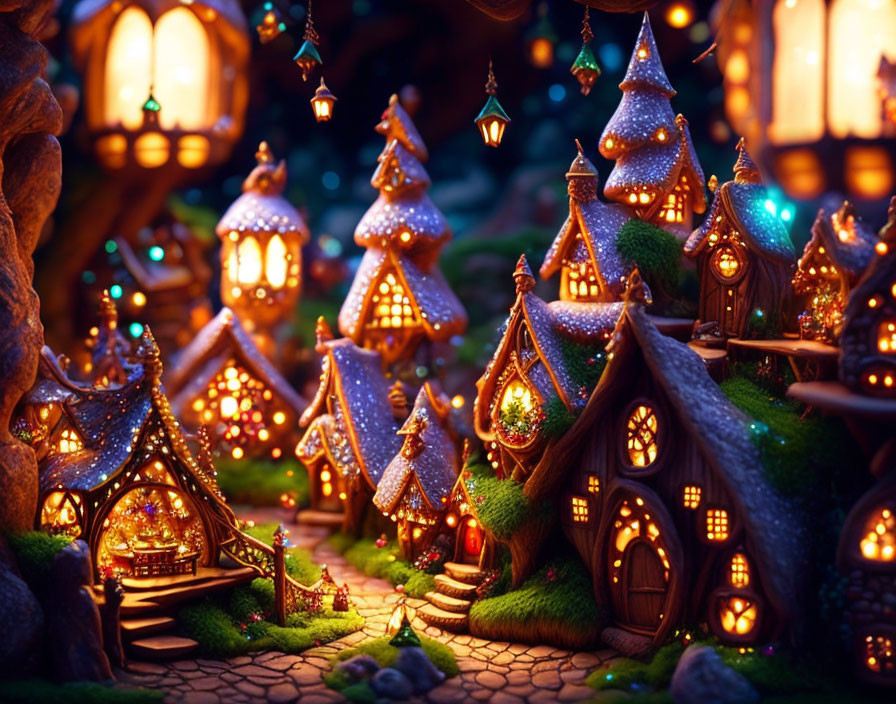 beautiful elf village in the enchanted valley full