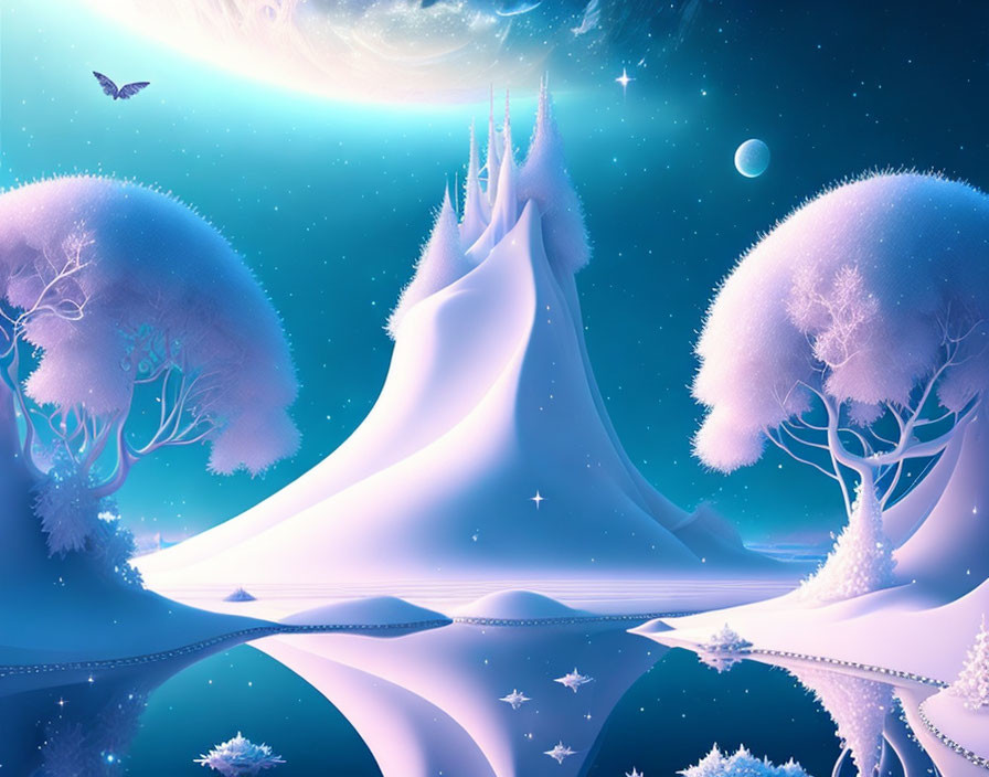   white magical and surreal landscape