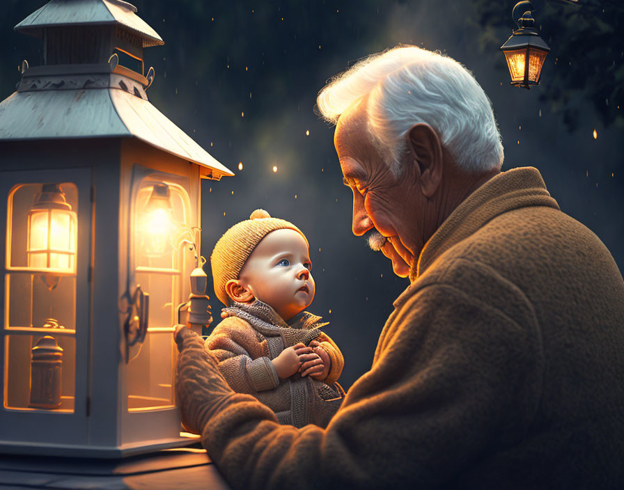 Grandfather with baby