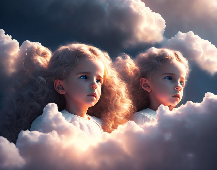 Beautiful angels in the clouds