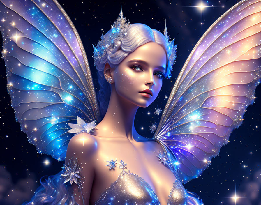 silver fairy in the starry universe