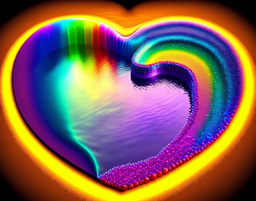 Colorful Heart-Shaped Rainbow Pattern on Dark Background