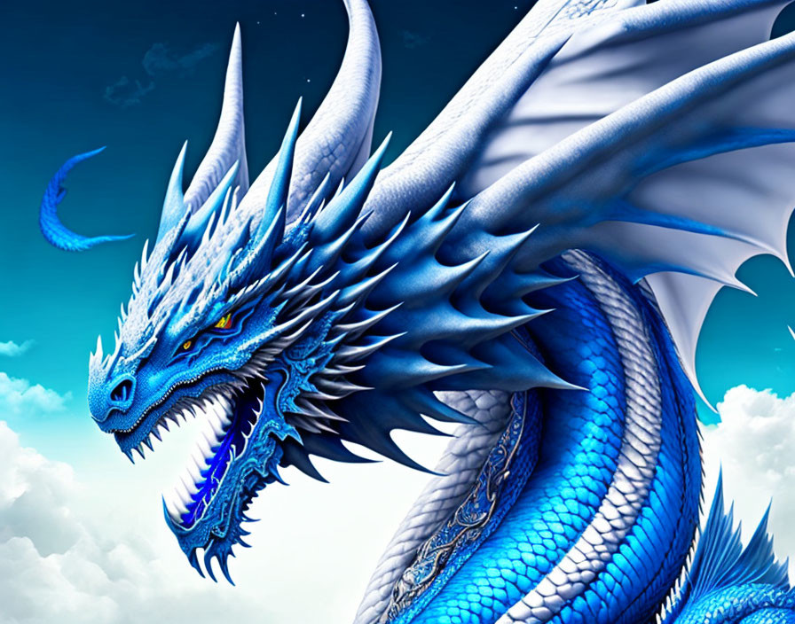 White and a blue dragon 