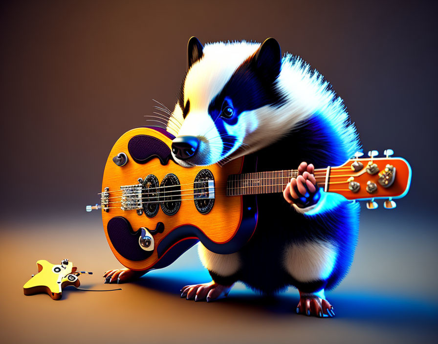 Skunkdog playing a guitar 