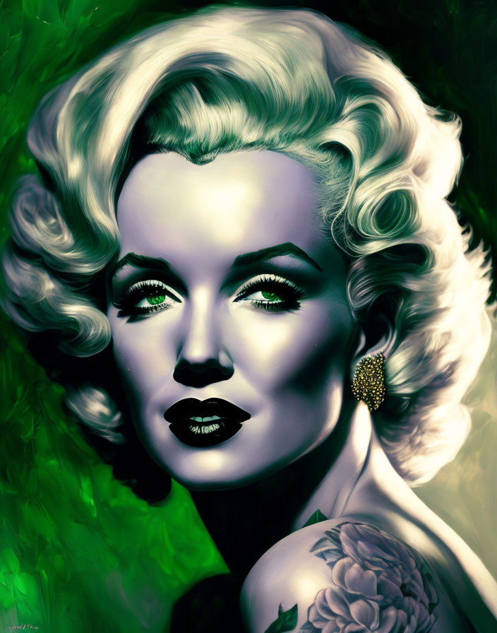 Blonde Curls and Bold Lipstick: Hollywood Glamour Portrait of a Woman