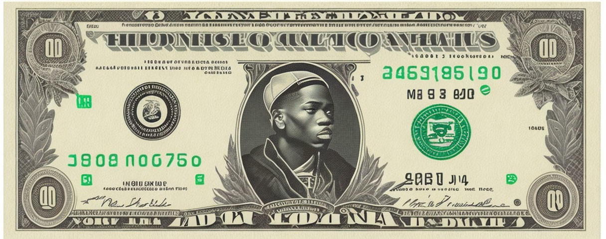 Redesigned US dollar bill featuring young African American man.