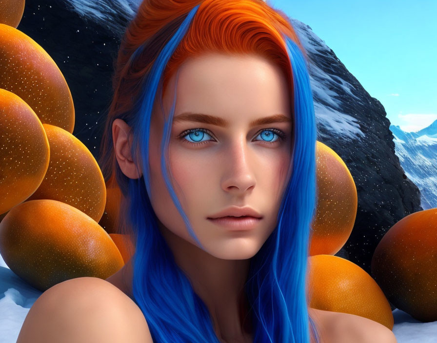orangeblaue Meerjungfrau