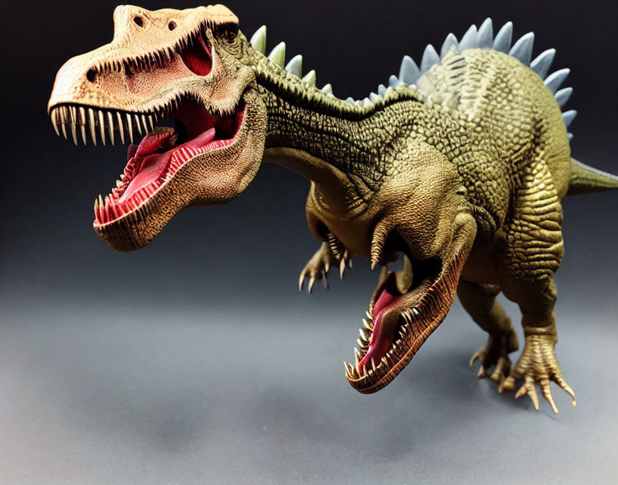 Detailed Tyrannosaurus Rex Model with Open Mouth and Sharp Teeth on Dark Background