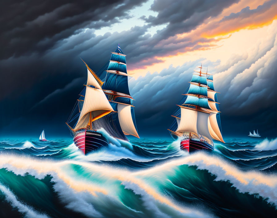  sailings ships on high sea