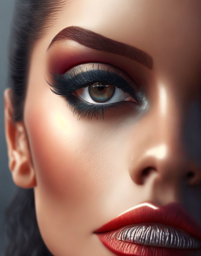 Detailed Portrait of Woman with Striking Makeup