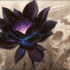 Detailed Dark Purple Lotus Flowers on Creamy Background