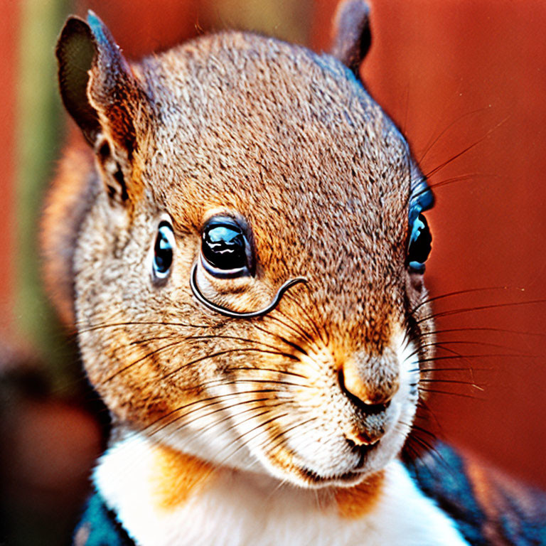 Detailed Close-Up of Squirrel with Bright Eyes and Fur Texture