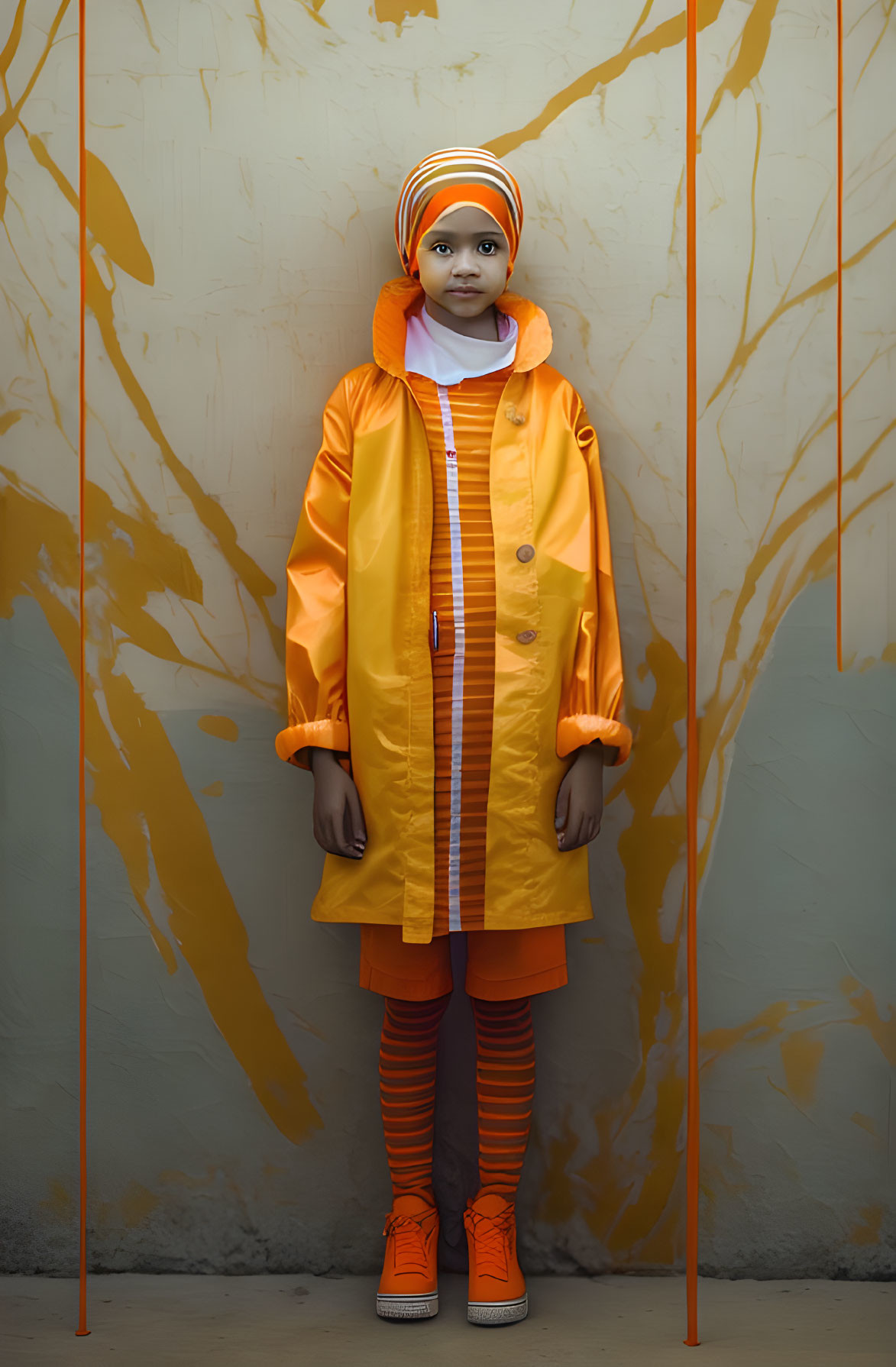 Young girl with orange striped