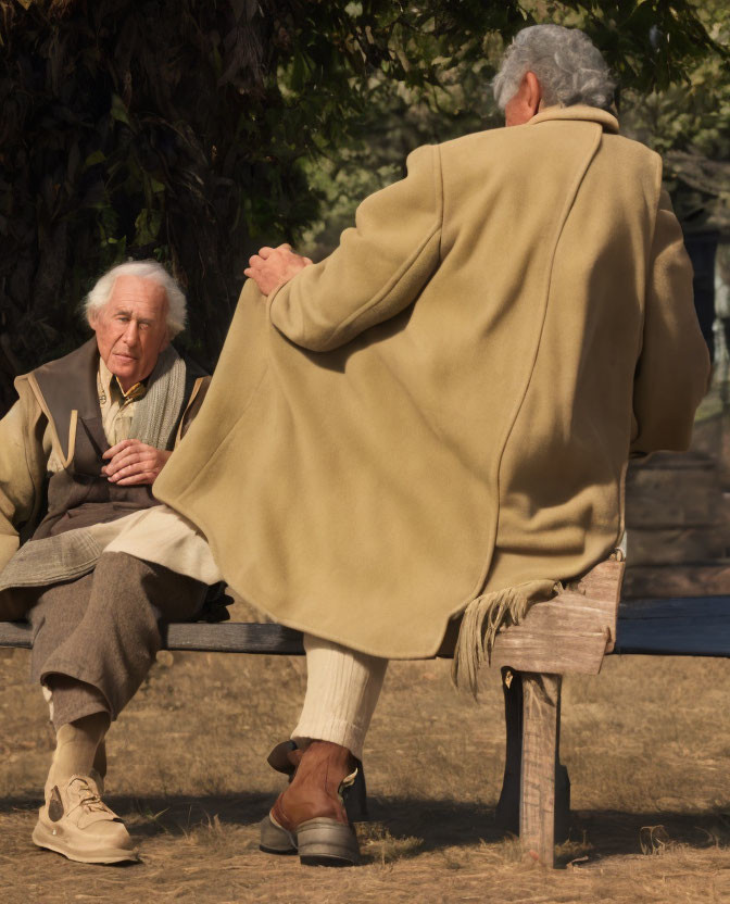  Two elderly men and a bench