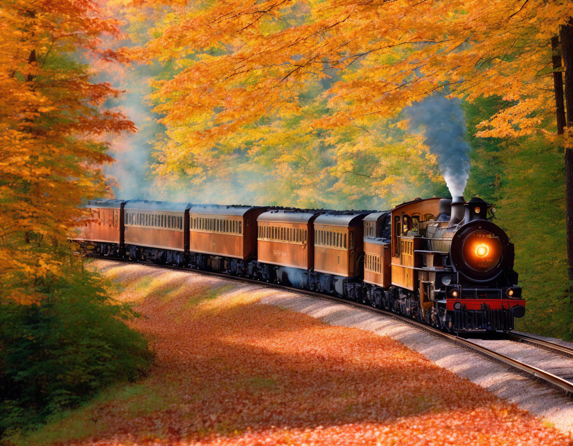 Autumn under the locomotive traction