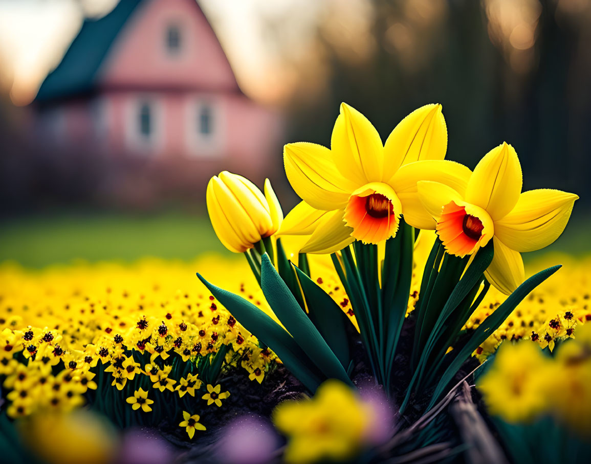 Spring, flowers, daffodils.