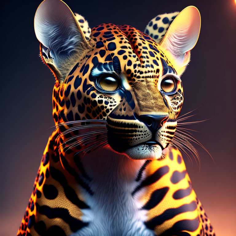 Detailed digital art: Jaguar with realistic fur patterns and intense eyes