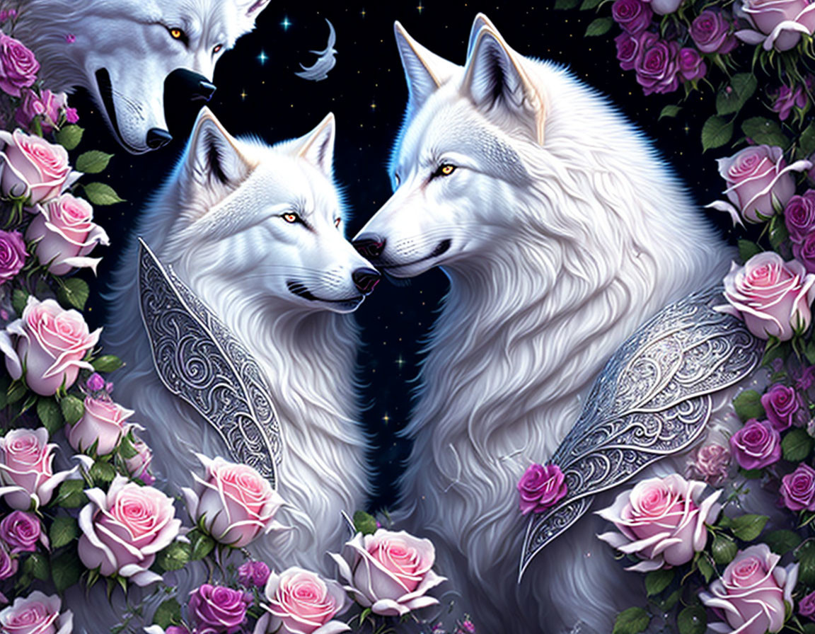 Farkasok, rózsával