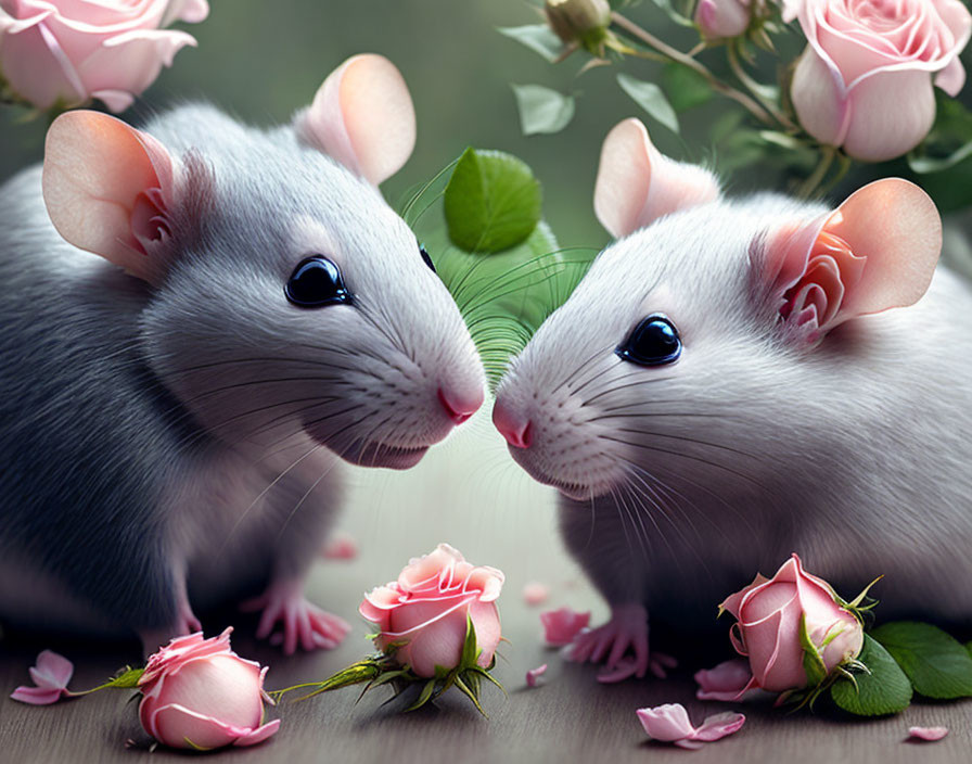 Szerelmes patkányok rózsával :)