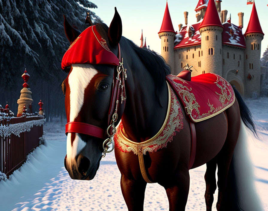 Hófehérke kastélya és a herceg lova