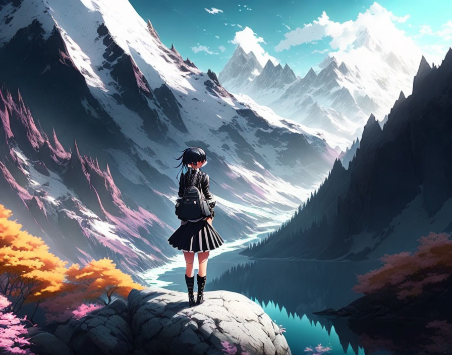 anime girl in mountain