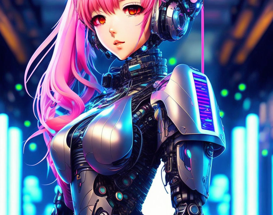  ai robot anime girl, cyber punk