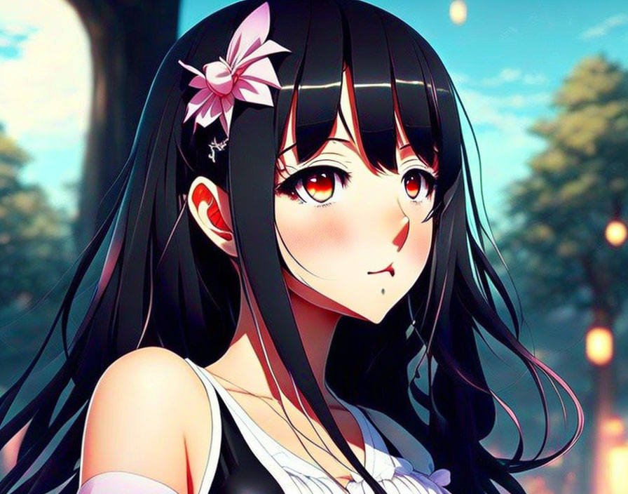cute black haired anime girl