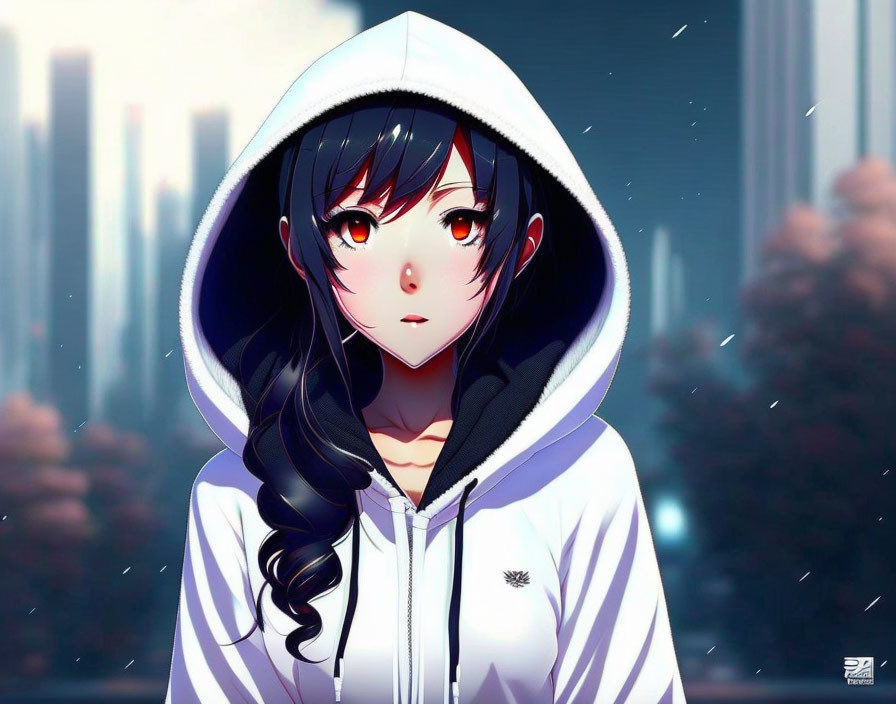 anime girl in white hoodie - erika