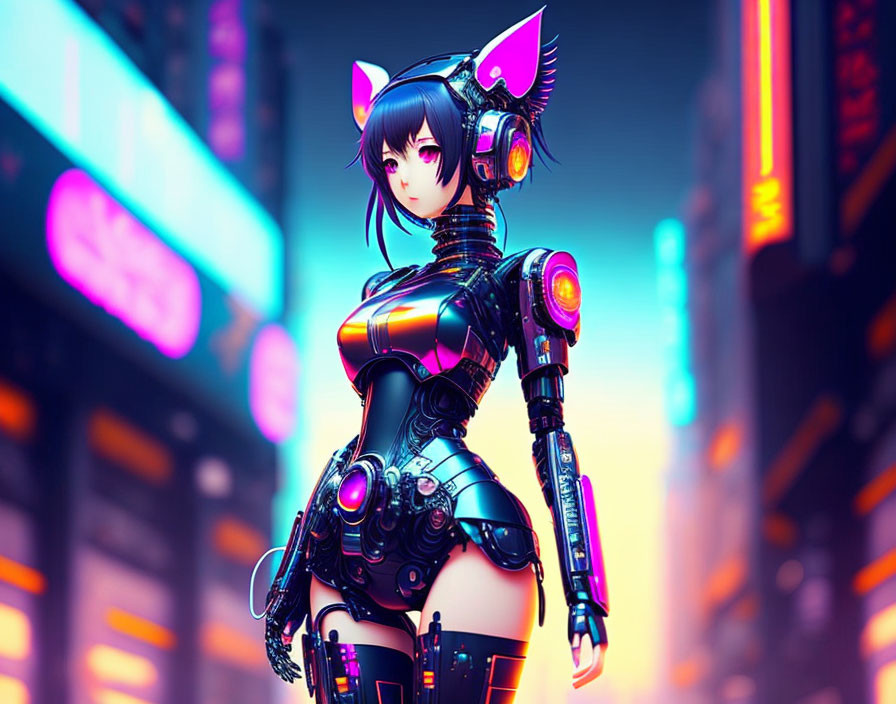 ai robot anime girl, cyber punk